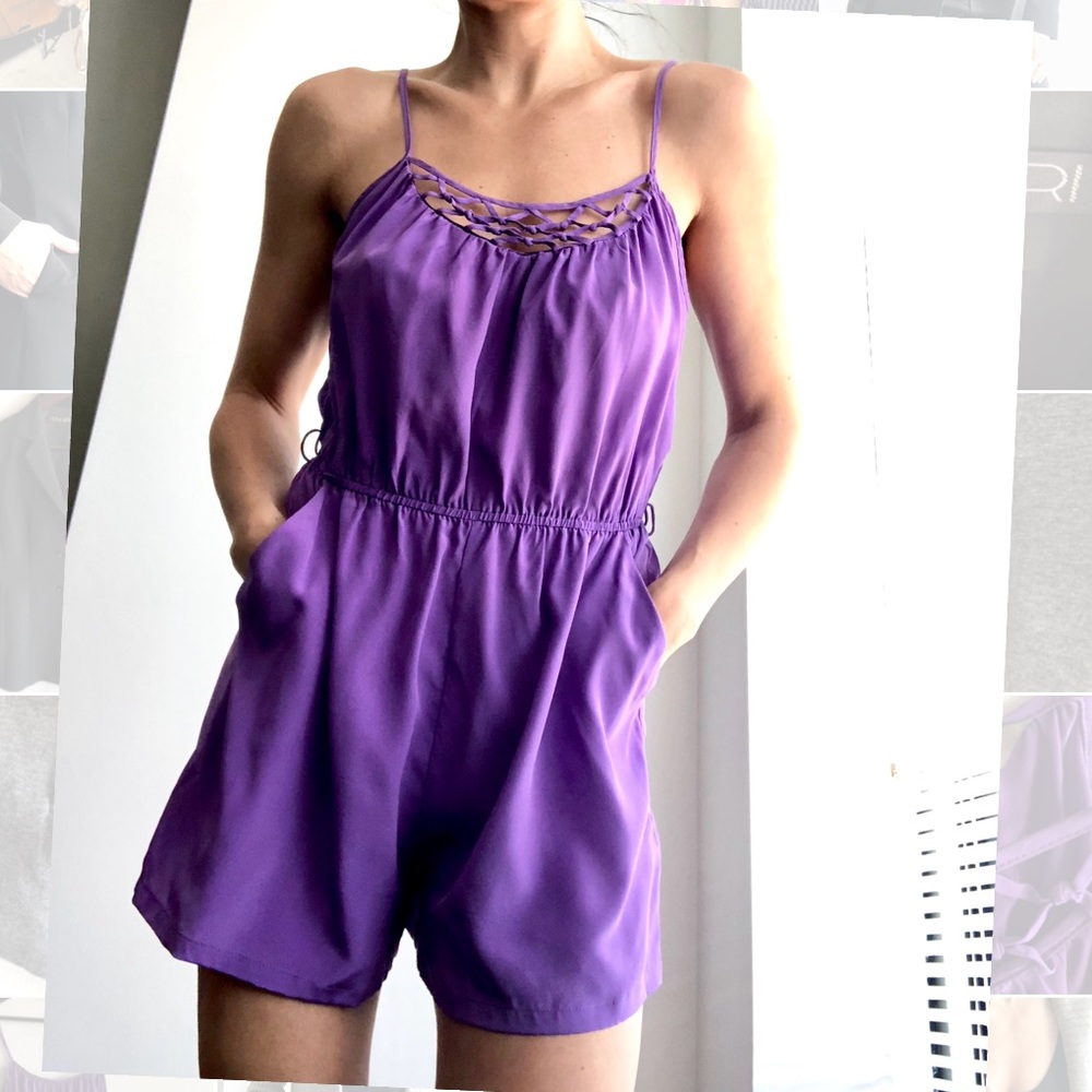 Purple silk romper